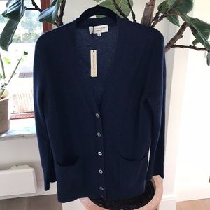 100% cashmere cardigan Navy Blue by White + Warren